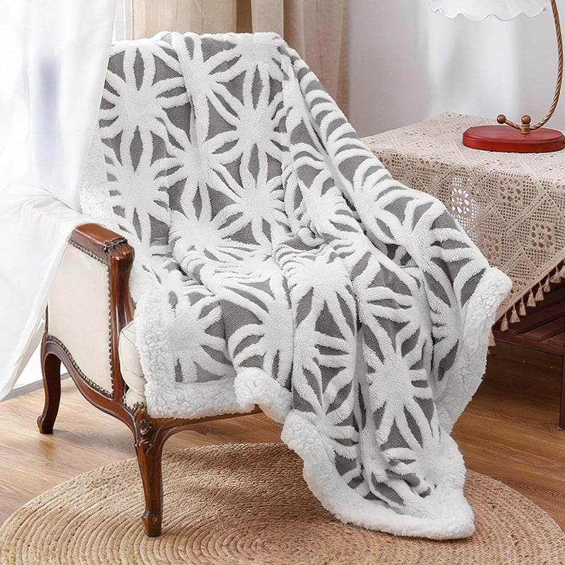 LOMAO Sherpa Fleece Blanket Fuzzy Soft Bed Blanket Dual Sided Throw Blanket fit Couch Sofa (Grey,51x63) - Image 1
